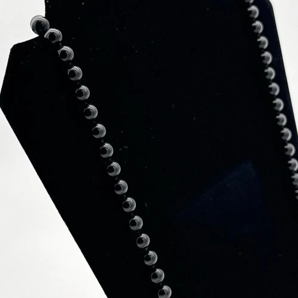 Vintage Monet 28” Black Bead Necklace Long Strand Gold Tone‎ Signed Classic